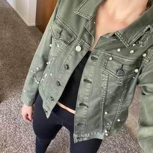 Green denim jacket